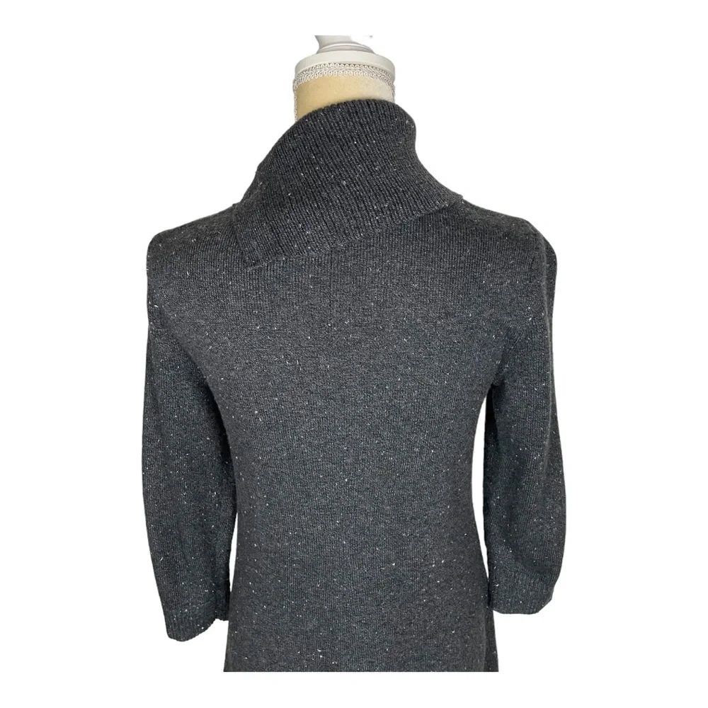 Talbots Sweater Dress Gray Donegal Speckled Cowl Neck Knit Size Small‎